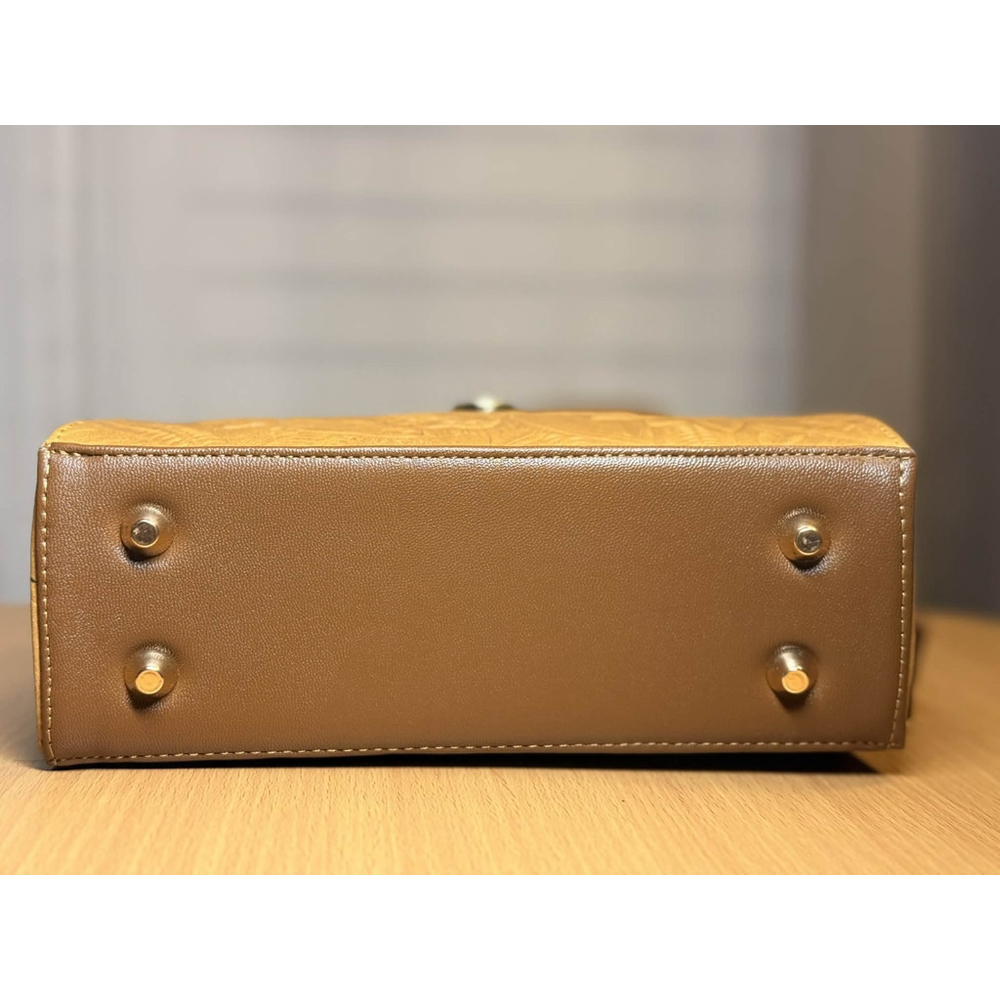 Camel Beige Sunflower Embossed Tooled Artisan LEATHER Crossbody bag Purse - Picture 8 of 16